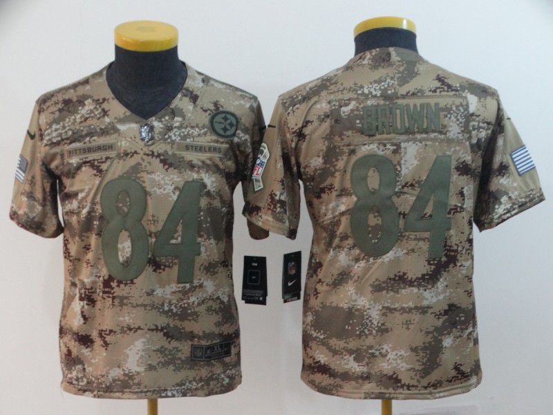 Youth Pittsburgh Steelers #84 Brown Nike Camo Salute to Service Limited NFL Jersey->women nfl jersey->Women Jersey